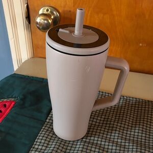 Matte Light Gray Travel Mug with Straw Lid